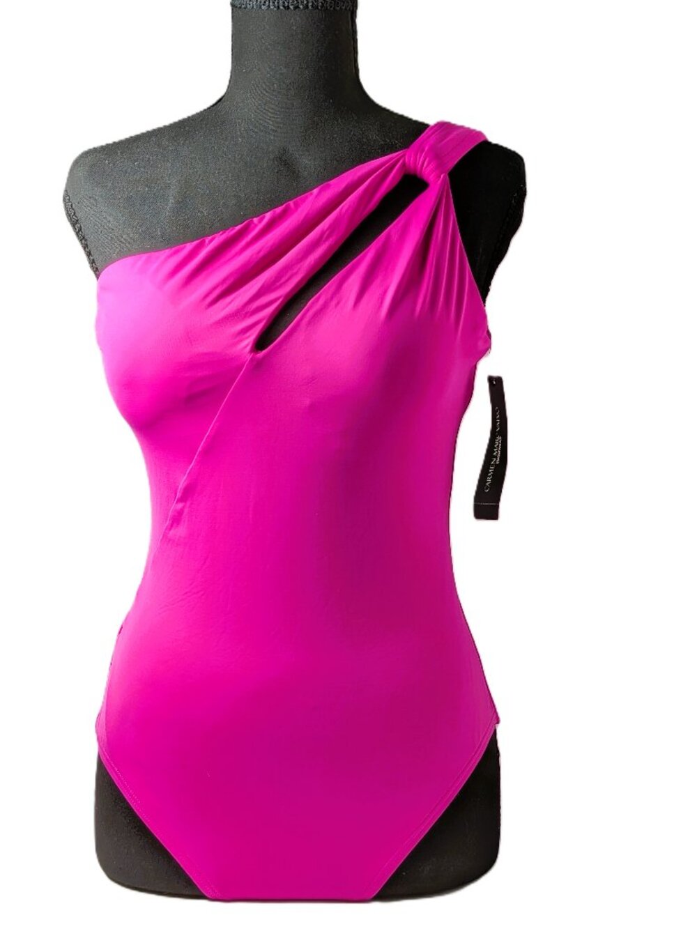 Carmen Marc Valvo Hot Pink (Azalea) 2-way One Piece Swimsuit Size 12 NEW
